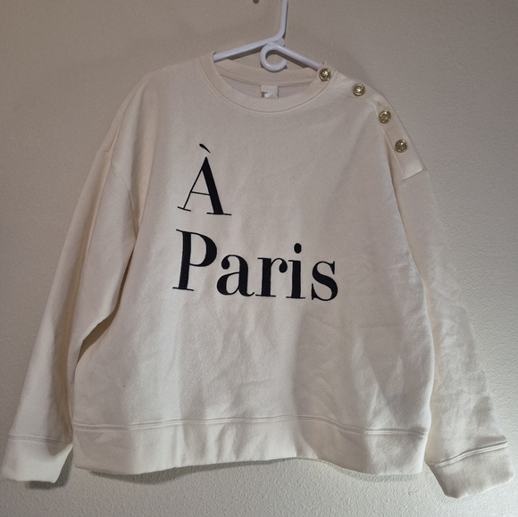 H&M Cream Sweater with Black Print and Gold Buttons - Picture 6 of 6